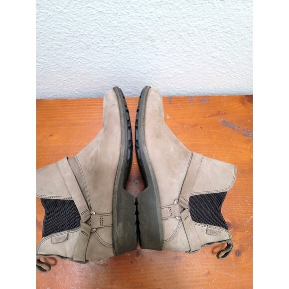 TEVA Tan Leather Chelsea Ankle Boots Waterproof Elastic Panels & Pull Tabs Size - Picture 7 of 13